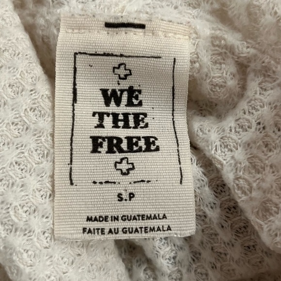 We The Free Free People White/Ivory Waffle Cowl Neck Top Size Small - Picture 6 of 8